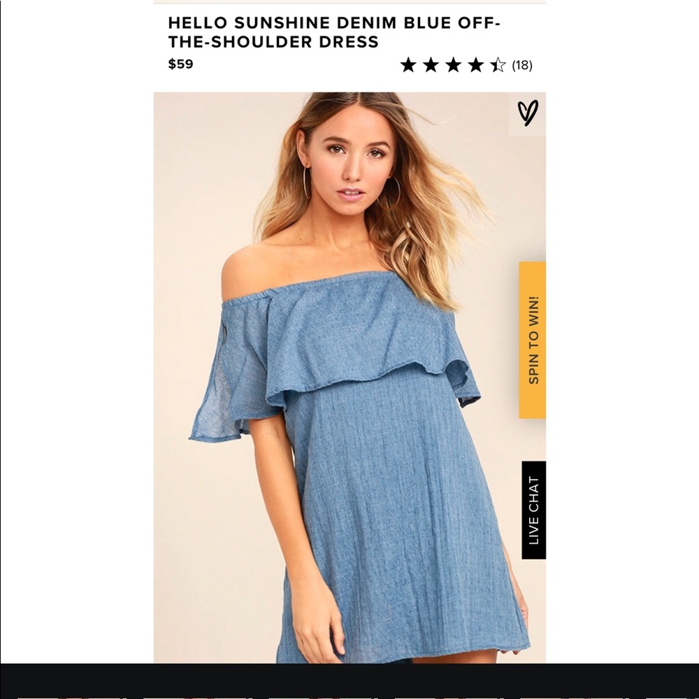 Denim blue off the shoulder dress